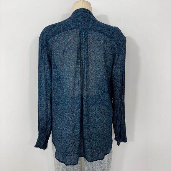 Isabel Marant Etoile Button Down Sheer Top Blouse Long Sleeve Blue 34 Oversized - Picture 6 of 13
